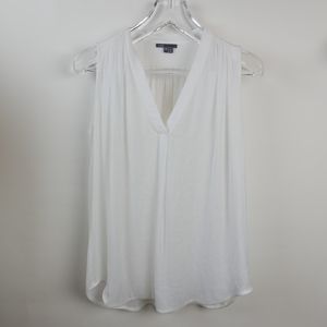 VINCE Flouncy White Sleeveless Blouse